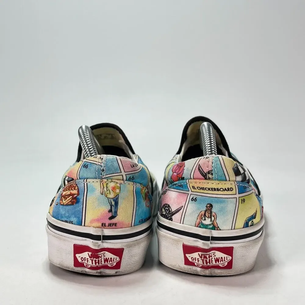 Vans Classic Los Vans Lotería Multicolor Slip On Skate Shoes 721356 Women's Sz 7